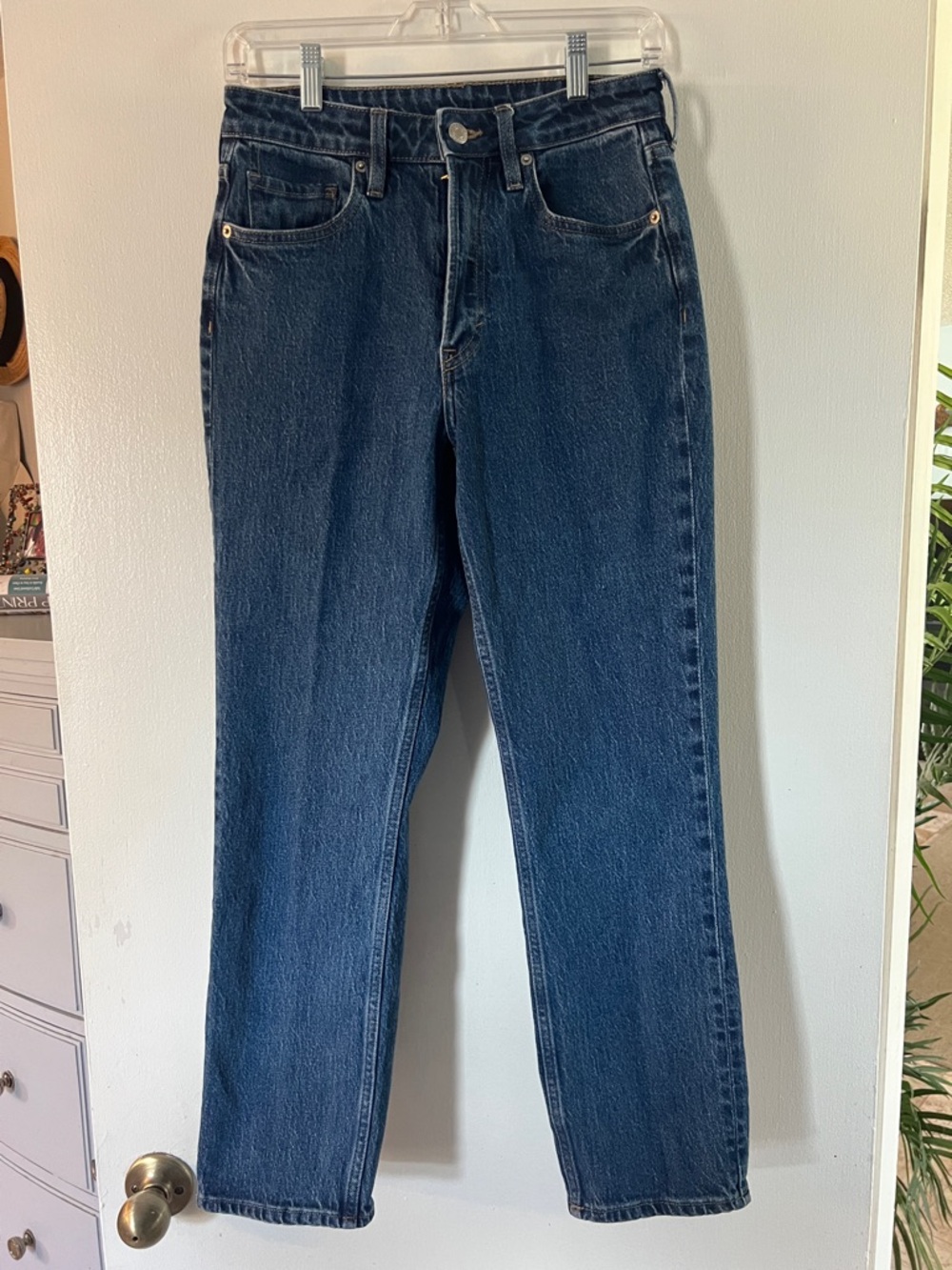 Dark Wash High-Rise Straight Jeans